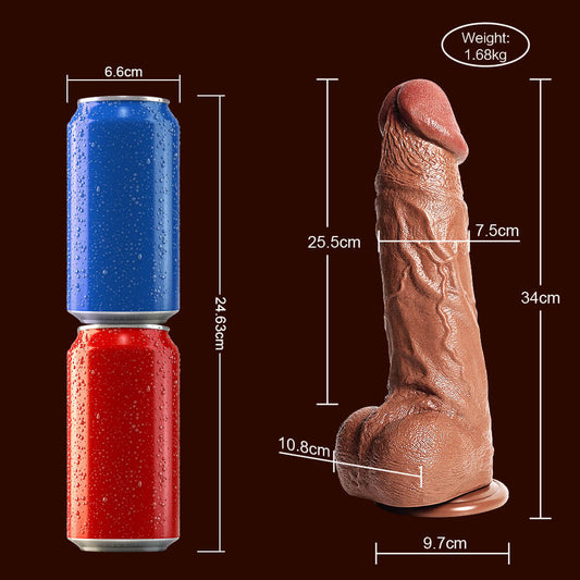 Demons 13" x 2.9" Extreme Huge Anal Dildo Flesh Skin Silicone Soft Dildo