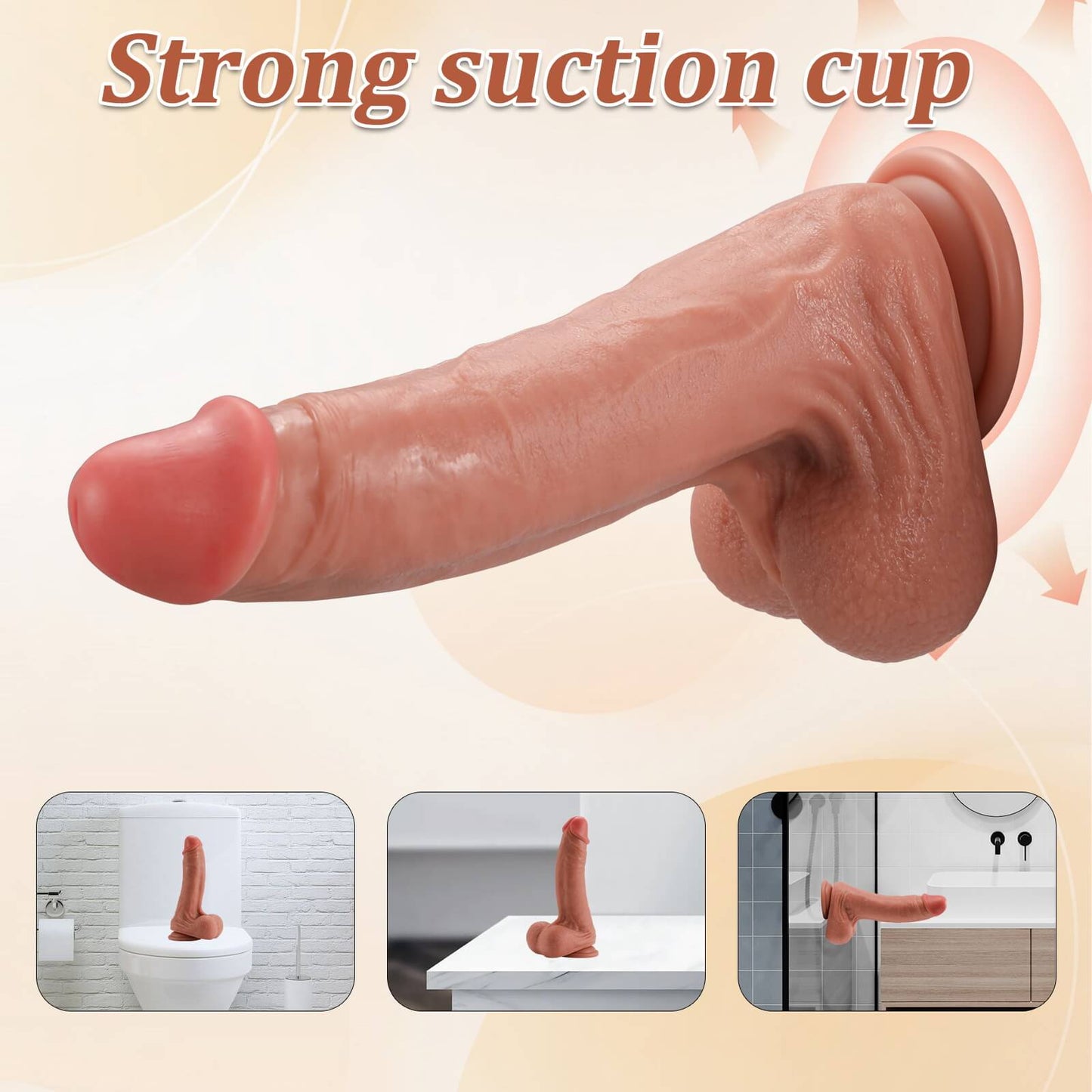 Lester 10" X 2.5" Soft Brown Thick Curved Realistic Dildo