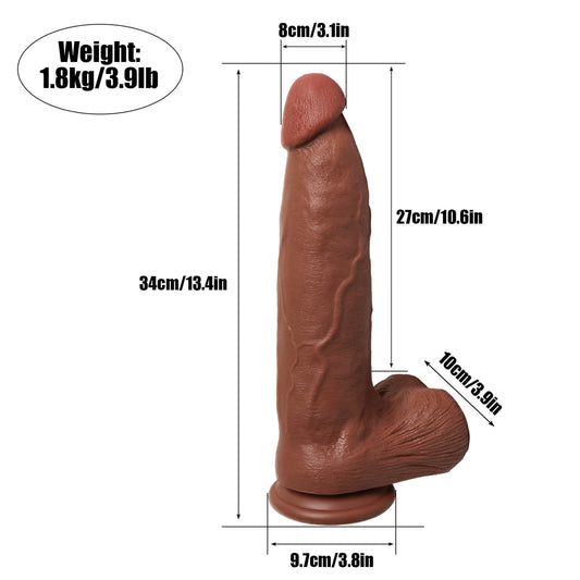 Pedie 13" x 3.2" Extreme Huge Anal Dildo Flesh Skin Silicone Soft Dildo