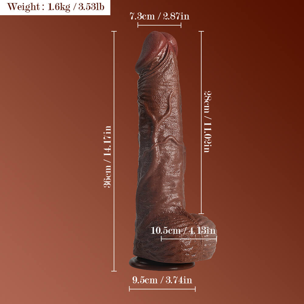 Raul 14" x 3.7" Extreme Huge Anal Dildo Flesh Skin Silicone Soft Dildo