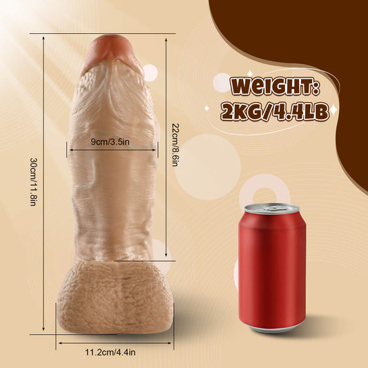 Reina 11" x 4.4" Brown Strong Extra Huge Thick Dual Density Dildo