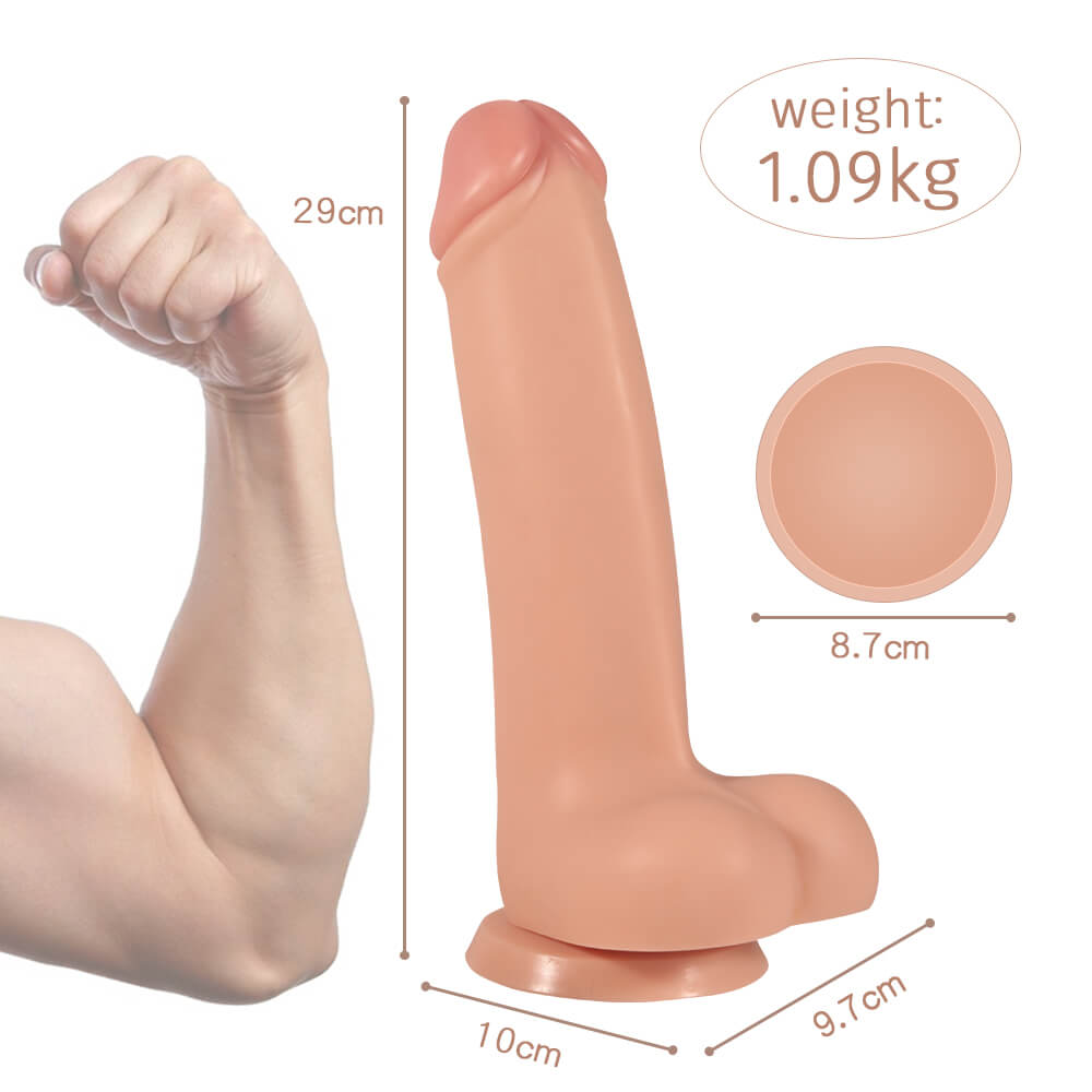 Cooper Thor 11" x 3.4" Realistic Soft Flesh Like Hue Thick Short Fat Dildo