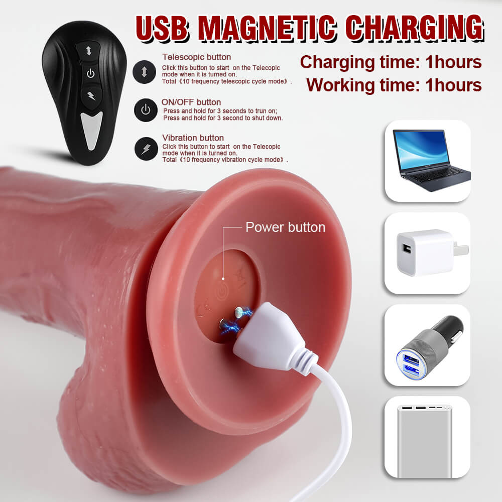 Harriet 8“ x 2.5” XL Veiny Thick Dildo with 10 Insertion Modes and 3 Vibration Modes