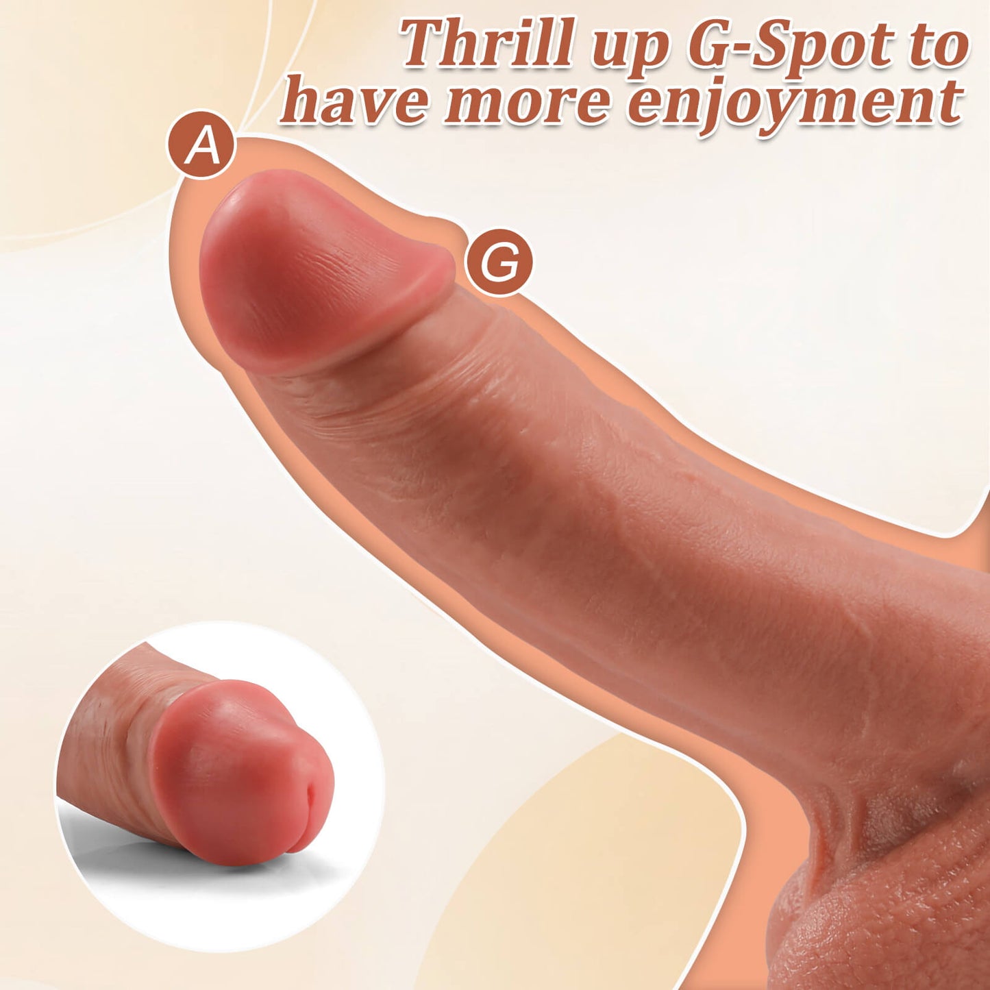 Lester 10" X 2.5" Soft Brown Thick Curved Realistic Dildo