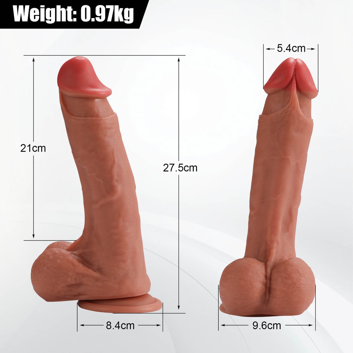 RON 10" x 2.1" Dildo Real Flesh Skin Huge Thick Dildo