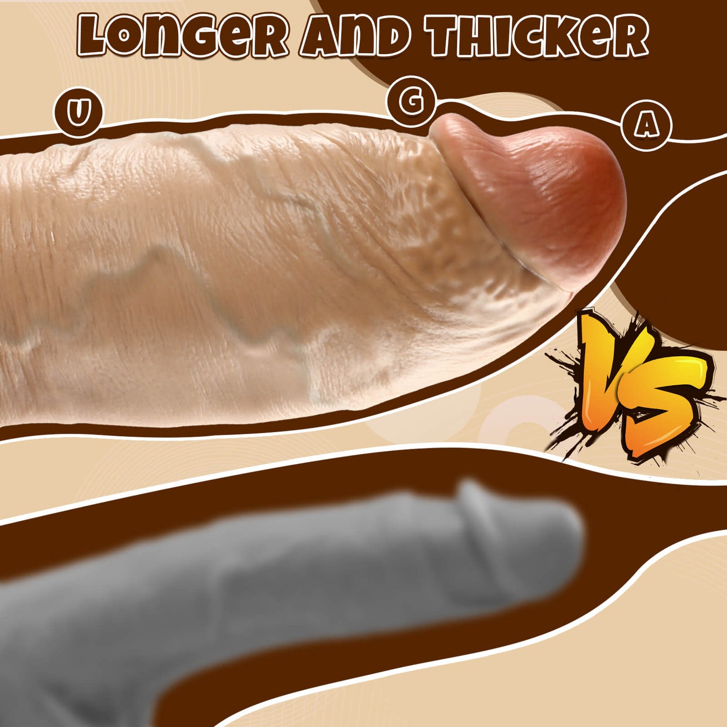 Reina 11" x 4.4" Brown Strong Extra Huge Thick Dual Density Dildo