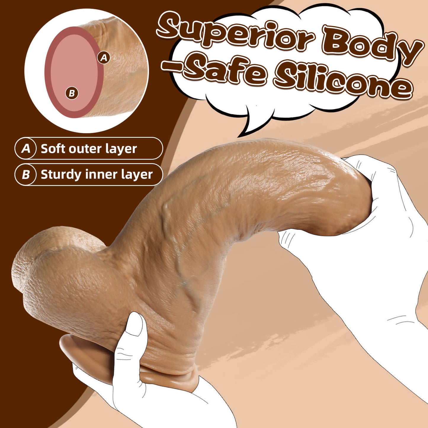 Avis 12.6" x 3.1" XXL Huge Dildo Soft Skin Dick Give You A Better Experience