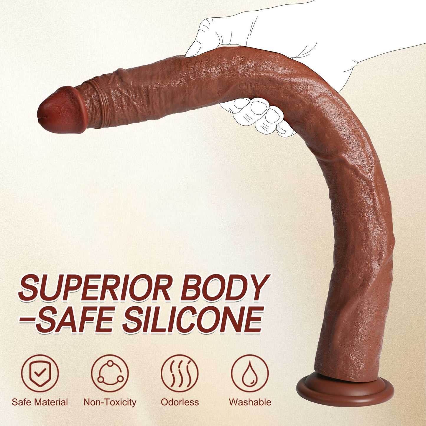 Borui 19.3" x 1.9" Thick Realistic Double Sided Sliding Skin Dildo